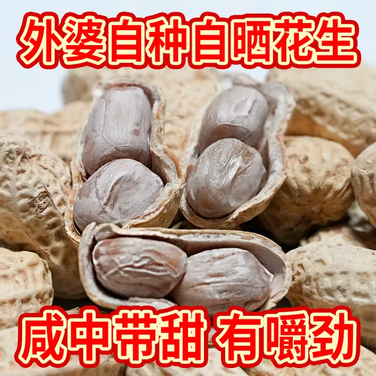 坚果水煮咸干花生农家特产晒干咸味带壳花生好吃不上火休闲零食