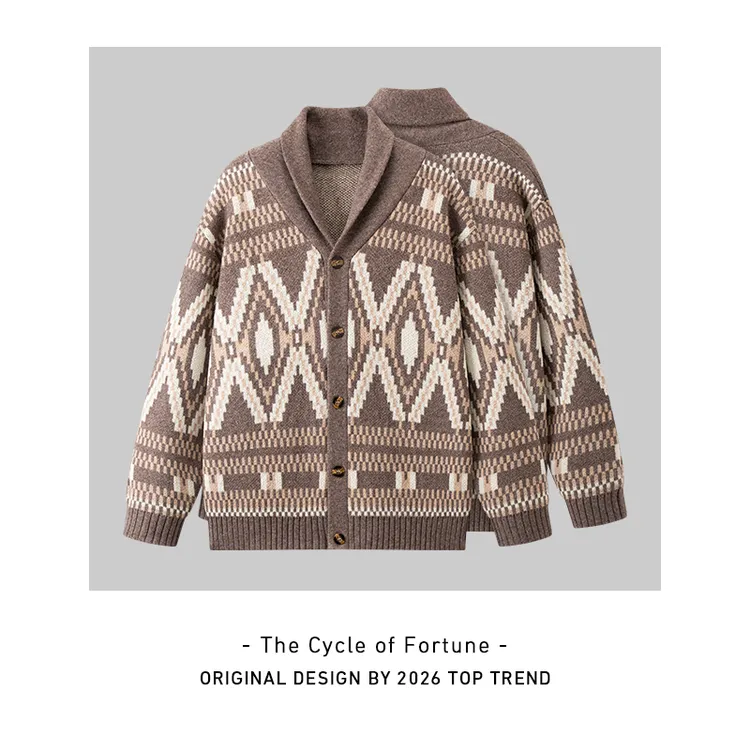 大码男装针织开衫雅丹风美拉德加大加宽秋冬保暖百搭X25KS0003