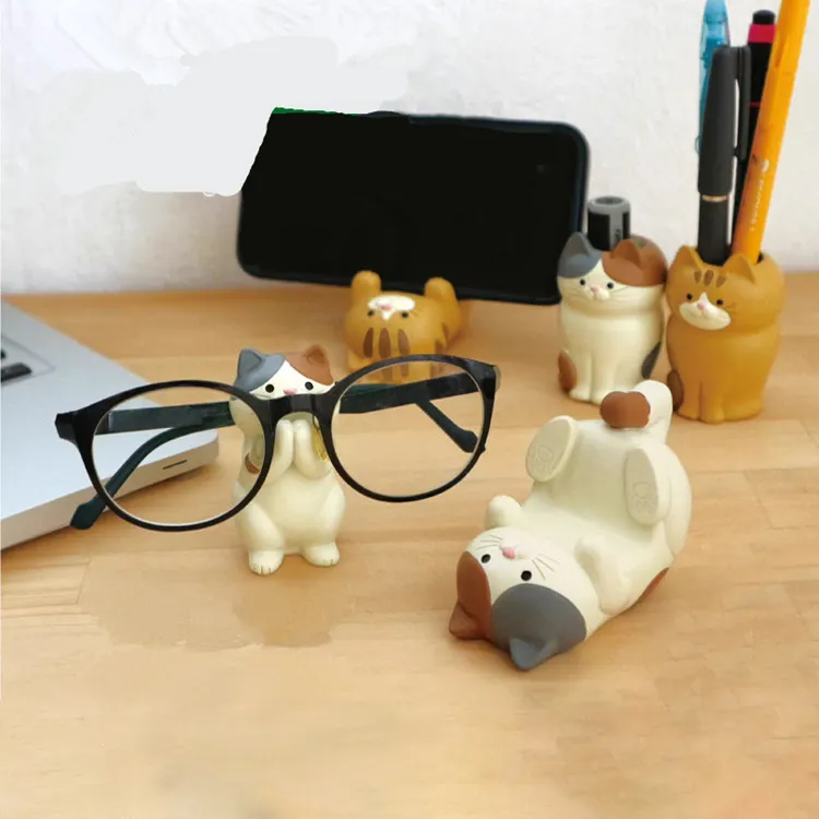 ININHOME日式杂货ZAKKA猫咪手机平板IPAD支架笔筒眼镜架文具