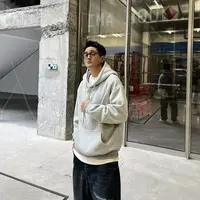 XDZZ25ss秋季时尚经典休闲重磅连帽大口袋纯色宽松卫衣SF2416