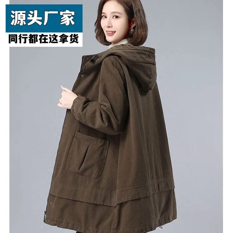 梵乐芬2025冬装新款派克服妈妈女外套宽松韩版大衣加绒加厚保暖防