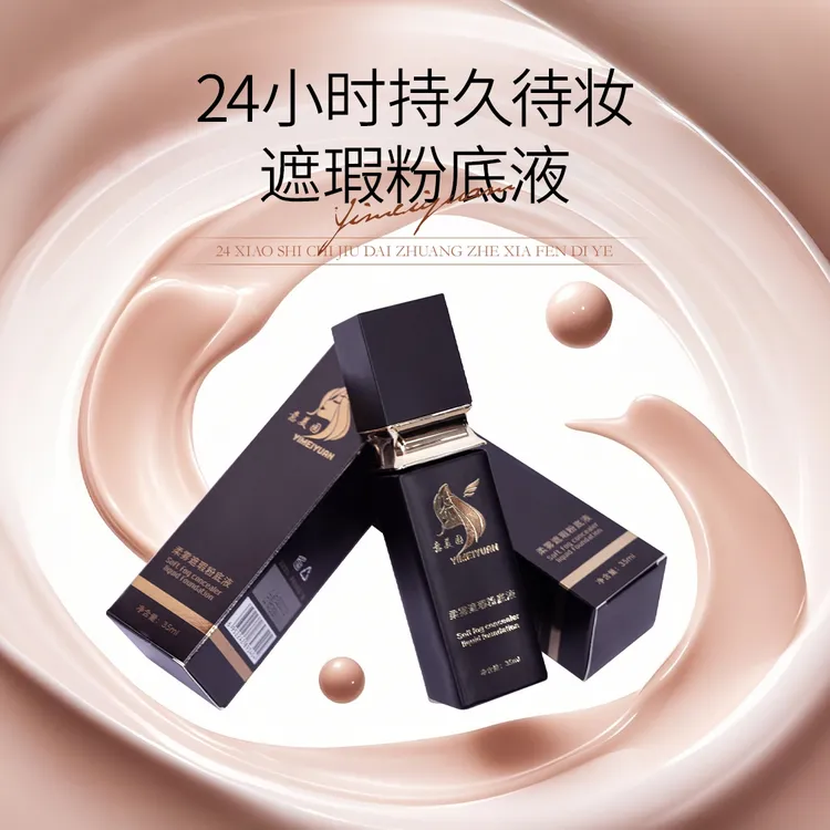 意美园柔雾遮瑕粉底液逆龄温和三重洁肤敏感肌持久脱妆