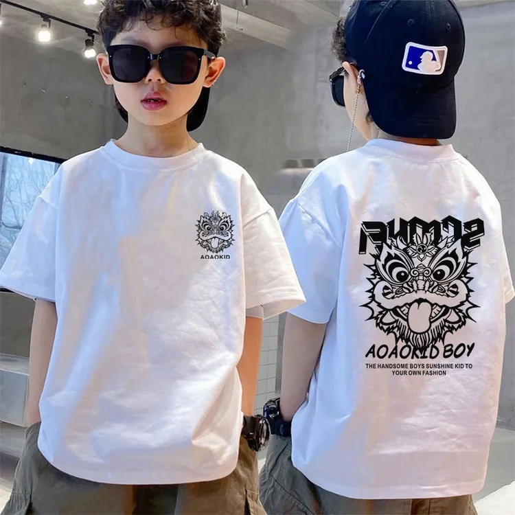 男韩版短袖夏装T恤男女童短袖t恤童装洋气夏季休闲风男童纯棉半袖