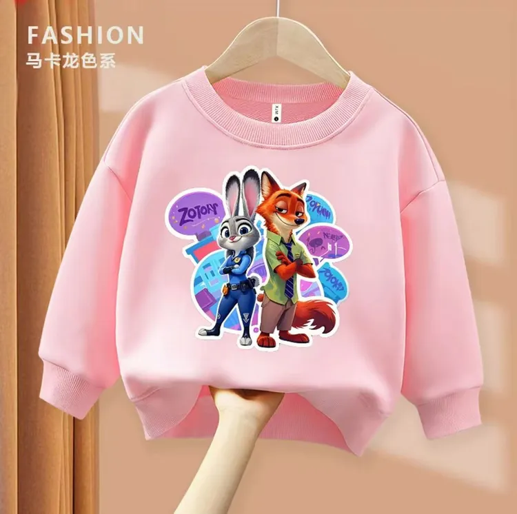 电影疯狂动物城衣服长袖t恤纯棉男女儿童加绒卫衣秋冬宽松亲子装