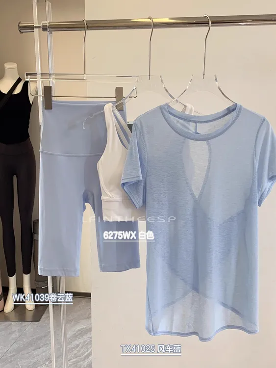 上身敲好看~夏季镂空美背瑜伽服短袖套装女宽松透气运动上衣外穿