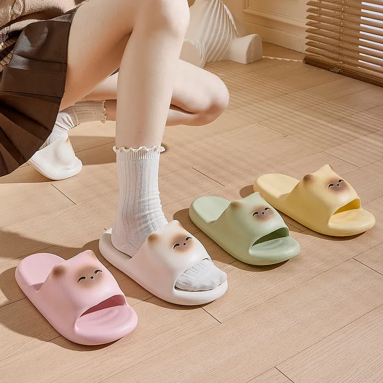 可爱小猫拖鞋女2025新款夏季厚底居家浴室舒适情侣平底防滑凉拖鞋