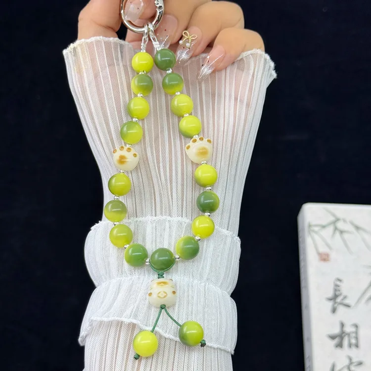 菩提猫爪可爱防丢手工创意个性手机链女款国风挂件手机壳斜挎链