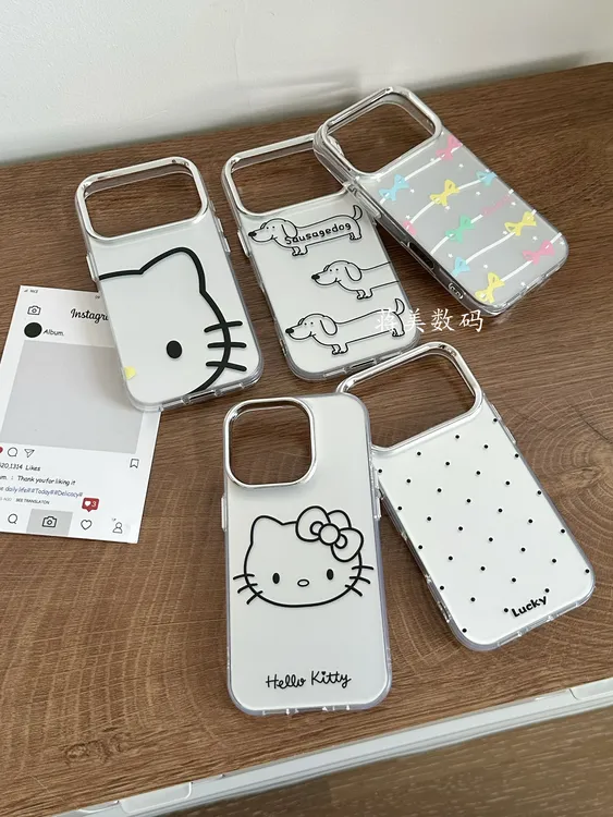 简约磨砂银线条kt星星波点手机壳适用iPhone16苹果17promax/15壳