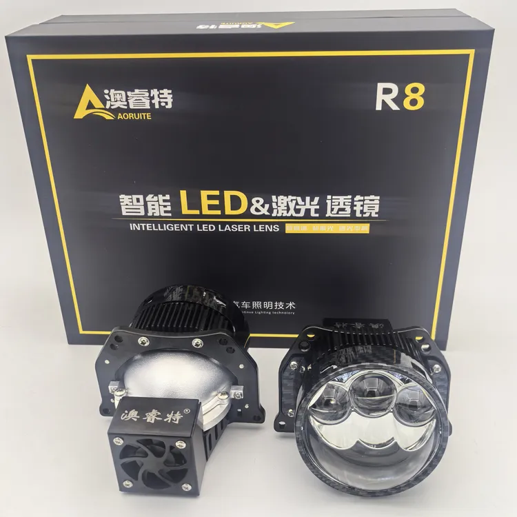 澳睿特R8三直射汽车货车透镜钢炮射灯12V24V黄白双色全国包安装