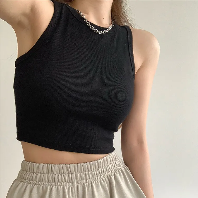 黑色短款背心小吊带女夏季薄款2025新款修身显瘦打底上衣无袖T恤