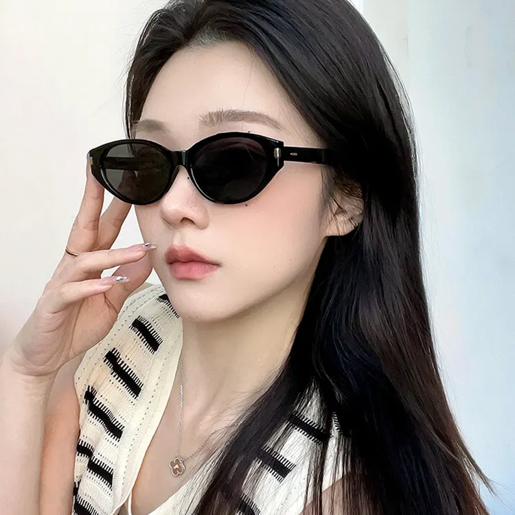 2025新款户外夏天防晒墨镜女猫眼圆脸开车防紫外线高级感太阳眼镜