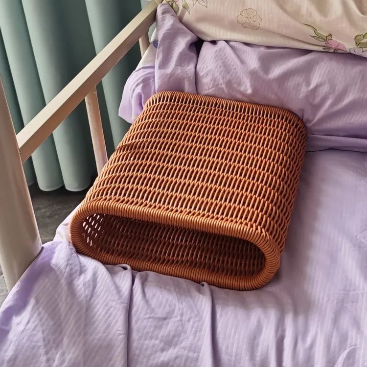 通用偏硬夏凉枕头护颈椎枕头手工仿藤编织透气空心枕头靠枕手臂防