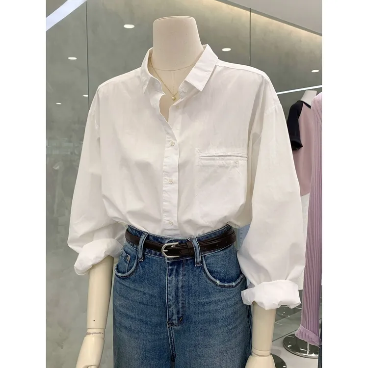 白色衬衫女2025早春新款设计感小众宽松休闲职业职场衬衣气质上衣