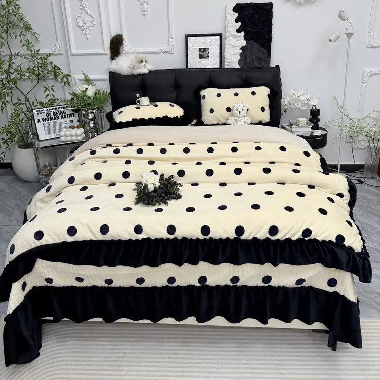 【梦熙家居】法系公主风法式 秋冬季加厚牛奶绒  床裙款床品 套件