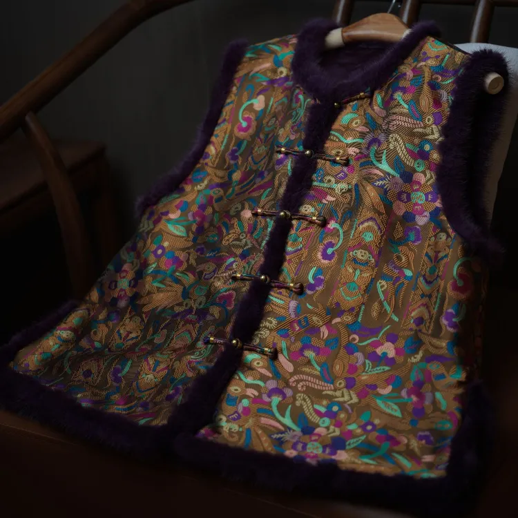 『慧泽』新中式满分桑蚕丝国风棉马甲DHWQ7010