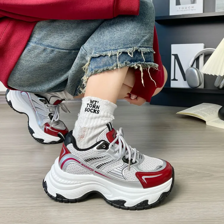 回力老爹鞋女鞋2025春季新款百搭透气休闲小个子厚底网面韩版学生