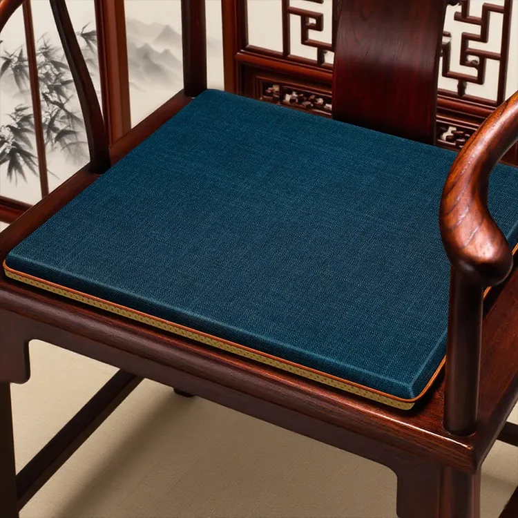 新中式防滑加厚棉麻坐垫适用于红木茶椅官帽椅等多种椅子古典座垫