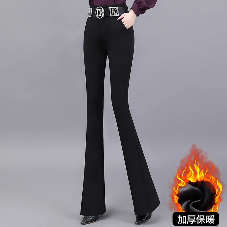 黑色裤子女秋冬2025新款爆款修身免烫坠感微喇裤女高腰显瘦喇叭裤