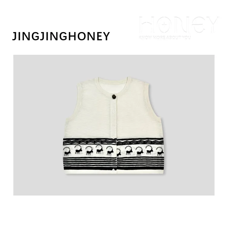 静静哈尼  【民族风开衫背心】夏季单排扣无袖马甲背心B82515