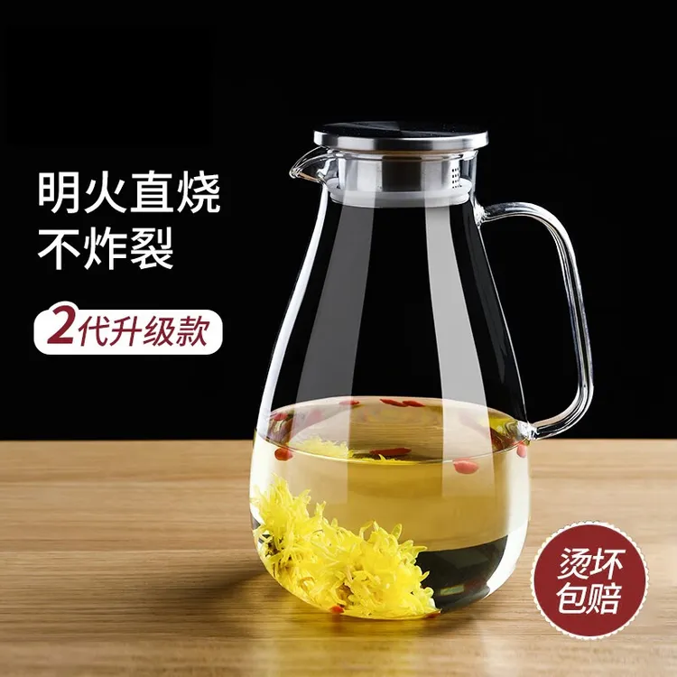 玻璃冷水壶凉水壶家用耐高温凉水杯耐热防爆凉水壶家用耐高温玻璃