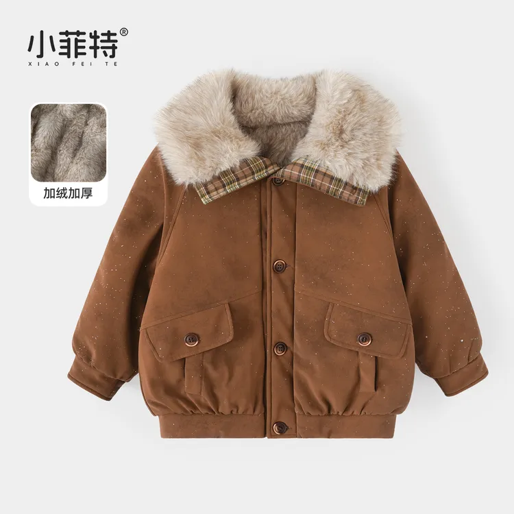 小菲特女童冬装中大童加绒狐狸毛保暖上衣儿童休闲外套YNYD57754