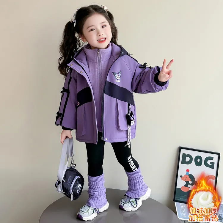 女童冬季加绒可拆卸三合一冲锋衣儿童女宝宝保暖防风三穿加厚外套