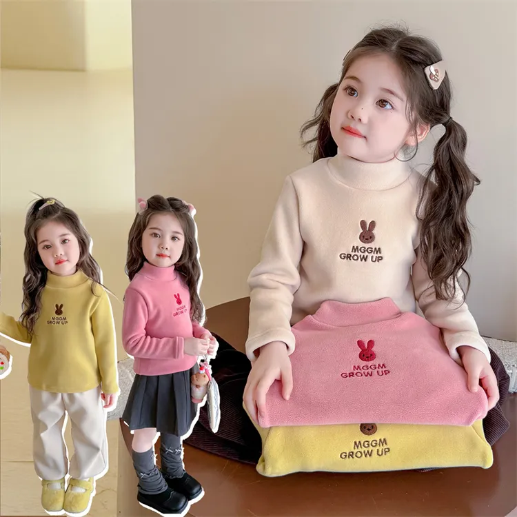女童加绒打底衫儿童秋冬装半高领保暖上衣小女孩内搭打底衣卫衣潮