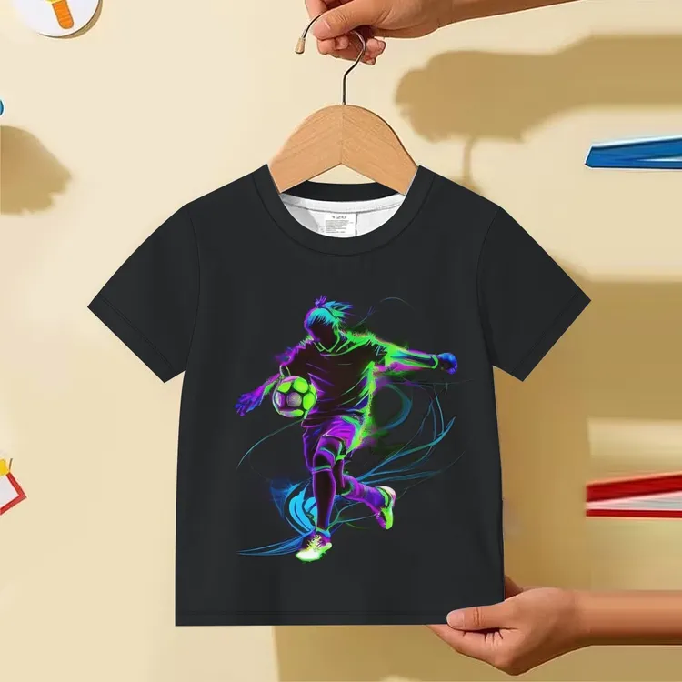 2025新款男童女童夏季休闲短袖T恤儿童圆领T恤上衣时尚印花图案