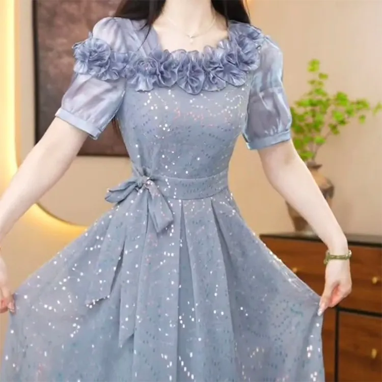 小香风连衣裙2025年夏季新款修身显瘦遮肉薄款时尚轻奢a字裙子女