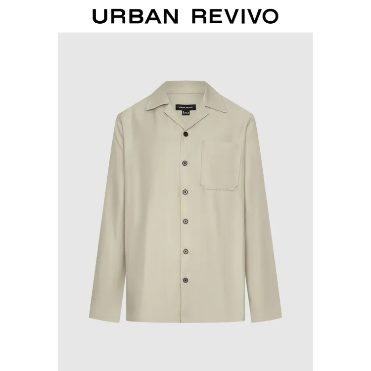 UR2025秋季新款男装简约通勤撞色纽扣长袖开襟衬衫UMM250045