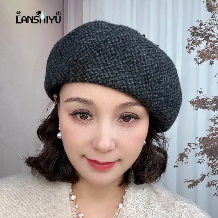 秋冬时尚贝雷帽百搭文艺格纹贝雷女士保暖韩版复古贝雷帽脸小