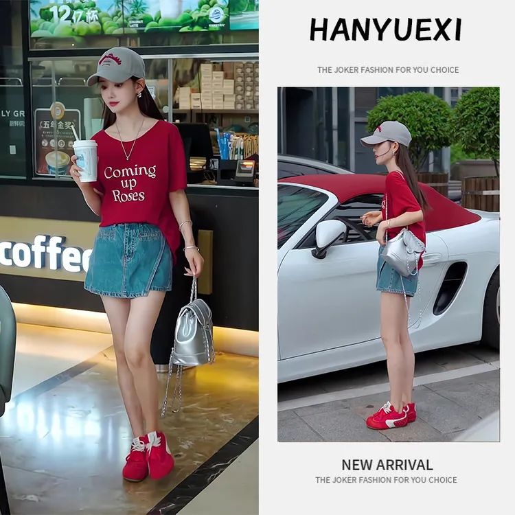 夏季一整套女装2025新款韩版休闲时尚减龄短袖上衣牛仔短裙两件套