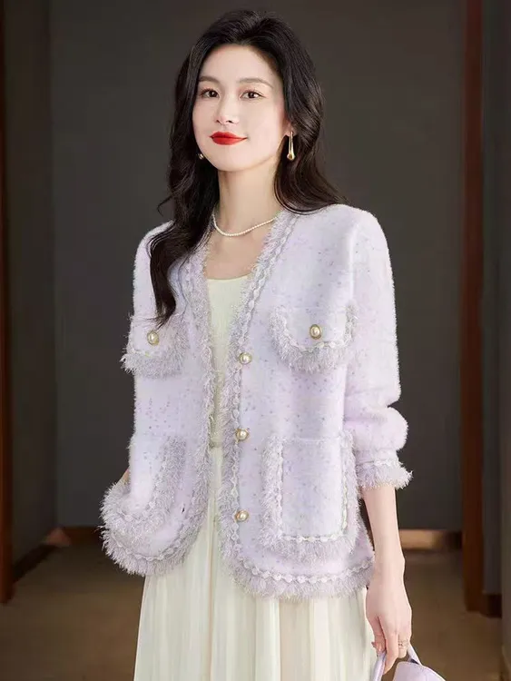 紫兰绒 香家秋冬香风外套女