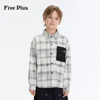 Five Plus男童衬衫6-12岁春秋儿童衬衣宽松休闲百搭男童格子衬衫