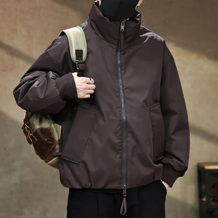 新国标85鸭绒立领羽绒服男冬季新款保暖防寒高端复古短款情侣外套