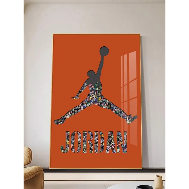 NBA明星乔丹扣篮装饰画篮球客厅玄关儿童房挂画落地卧室床头壁画