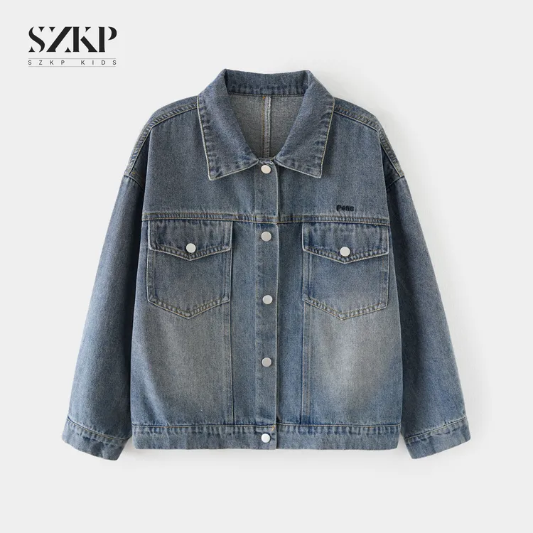 SZKP秋季新款女童装潮款上衣中大童时尚儿童牛仔外套BGYQ553150