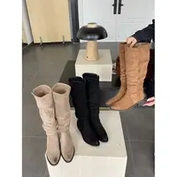 厚底靴女新款复古显瘦马丁套筒时装长靴72-8069或728079(不加绒)