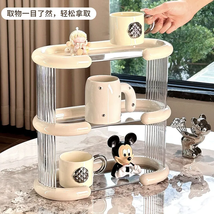 新款杯架客厅轻奢收纳置物架茶杯水杯多层置物架子桌上双层沥水架