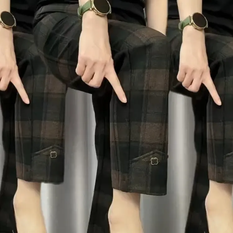 秋季新款时尚九分格子裤ZY