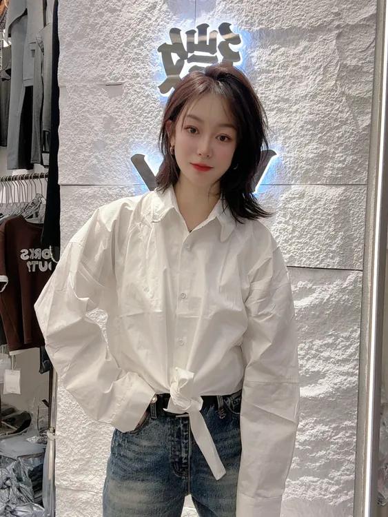 【微微】82917#衬衫绣萝