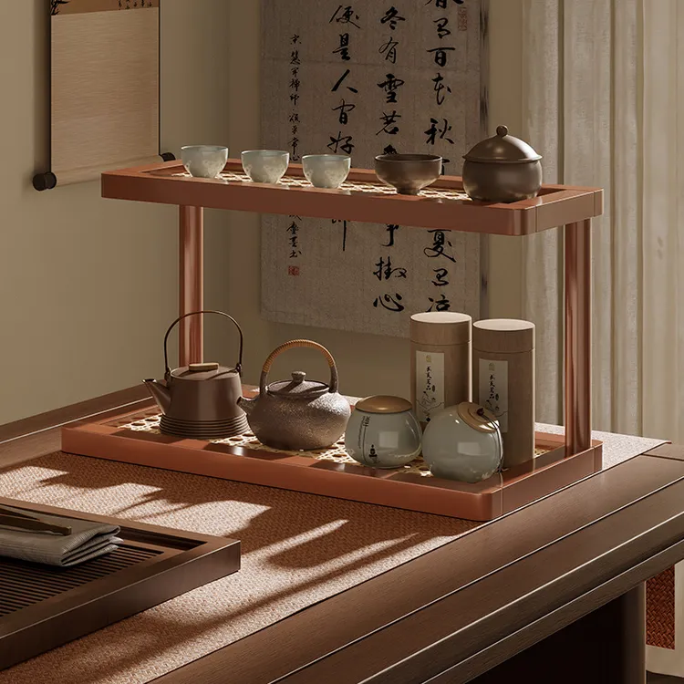 仕竹博古架桌面杯架中式杯子收纳架茶杯架茶室置物摆件茶台收纳架
