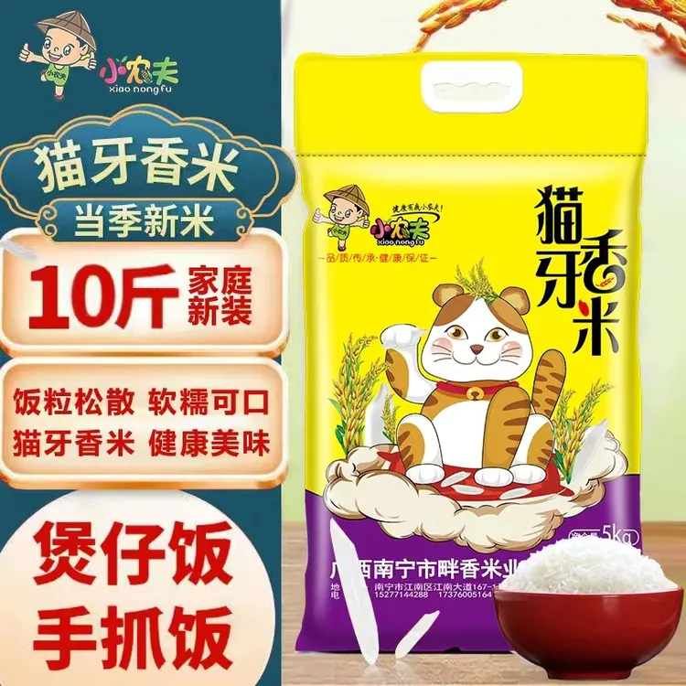 2024年全新家庭装猫牙长粒香长粒米10斤长大米丝苗米煲仔饭专用米