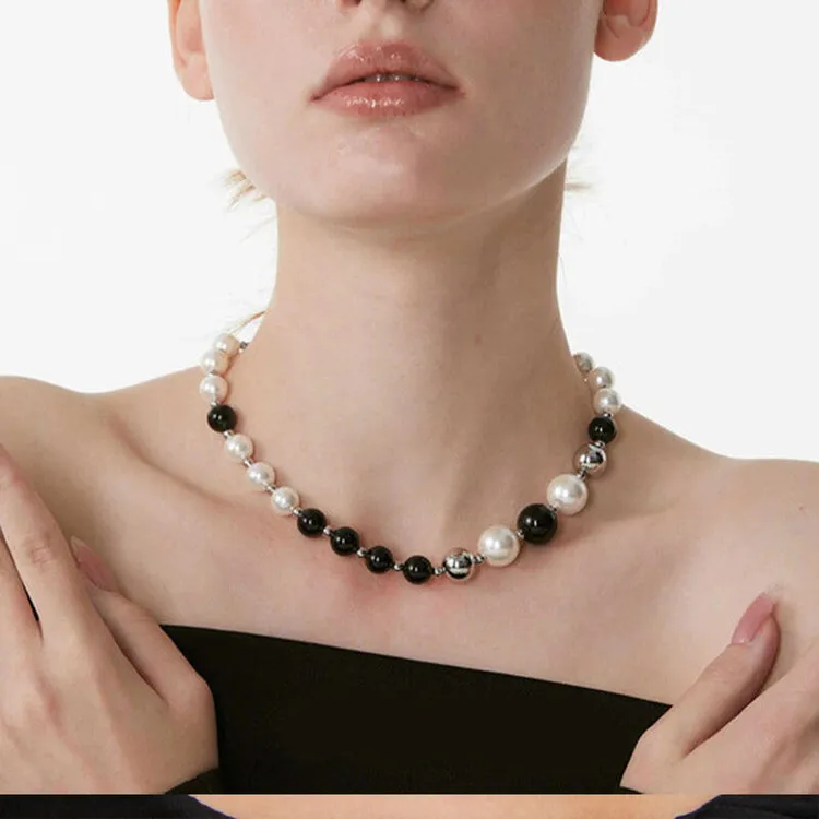 轻奢个性新款拼接女项链珠珠潮时尚饰品小众圣诞时光设计