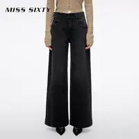 Miss Sixty2025秋季新款牛仔裤女复古洗水黑灰宽松休闲垂感阔腿裤