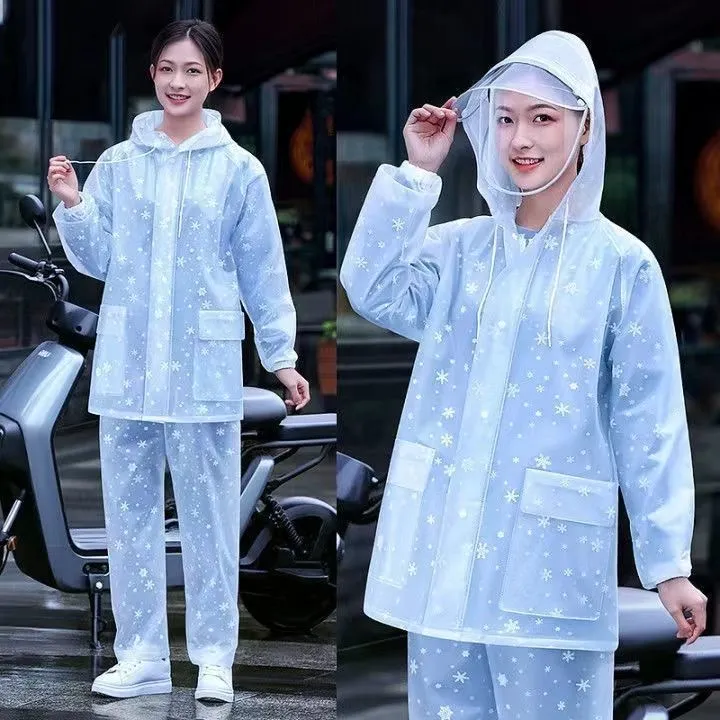 防暴雨时尚雨衣套装加厚PVC材质分体雨裤两件套骑行旅游登山钓鱼