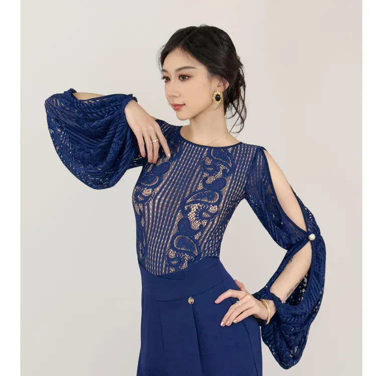 丹珍舞服摩登舞秋季新品交谊舞双人舞广场舞国标练功服上衣M614