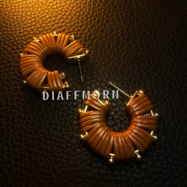 铜合金皮质耳饰 YM《半岛》 高级气质百搭极简风格耳环