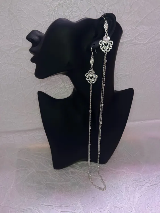 铜合金仿水晶耳饰 蒙元素长款流苏民族风耳链 925银针