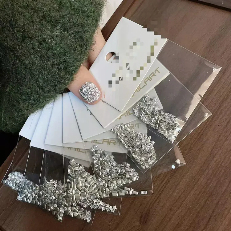 迷你倒边锆石菱形爆闪平底美甲钻指甲5A锆石镀底超闪不掉色白色